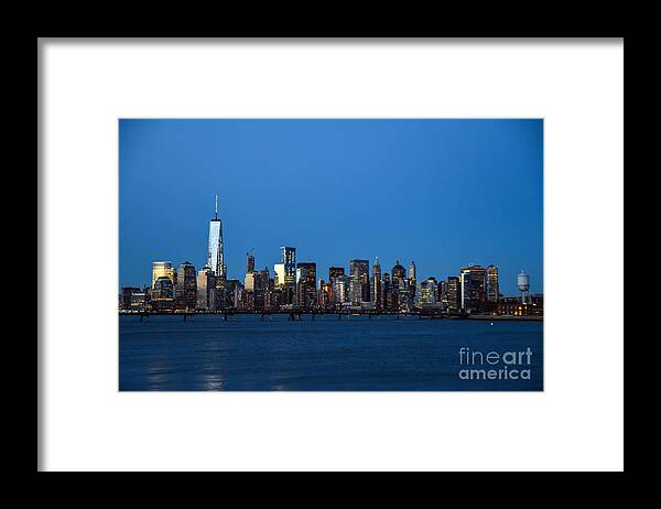 Nyc Framed Print featuring the photograph Night Reflection on New York City by PatriZio M Busnel