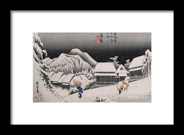 Night Snow Framed Print by Hiroshige