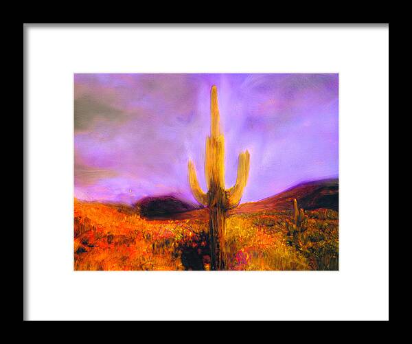 Landscape Framed Print featuring the painting Night Star by FeatherStone Studio Julie A Miller