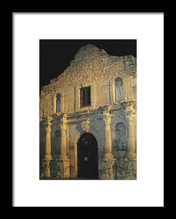 Texas Framed Print featuring the photograph Nightfall on The Alamo by Harriet Feagin