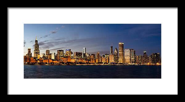 Chicago Skyline Framed Print featuring the photograph Nightfall Over Chicago by Matt Hammerstein