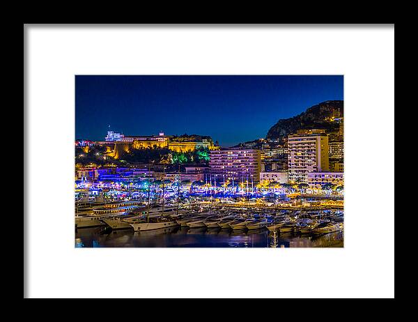 Monaco Framed Print featuring the photograph Nightscape in Monaco by Adam Rainoff