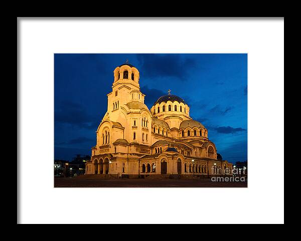 Aleksander Nevsky Framed Print featuring the photograph Nightshot of Cathedral Alexandar Nevsky in Sofia by Kiril Stanchev