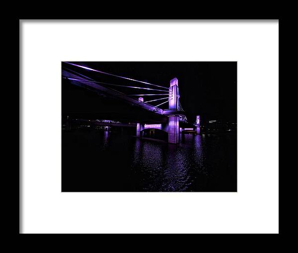 Nighttime Framed Print featuring the photograph Nighttime Bridge Piers by Buck Buchanan