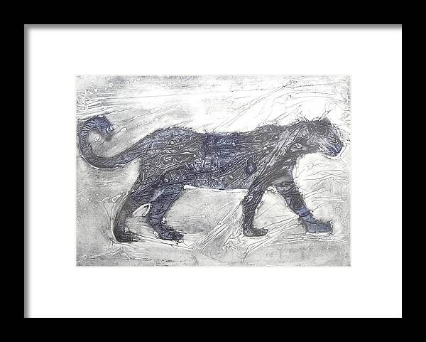 Leopard Framed Print featuring the painting Nightwalk by Ilona Petzer