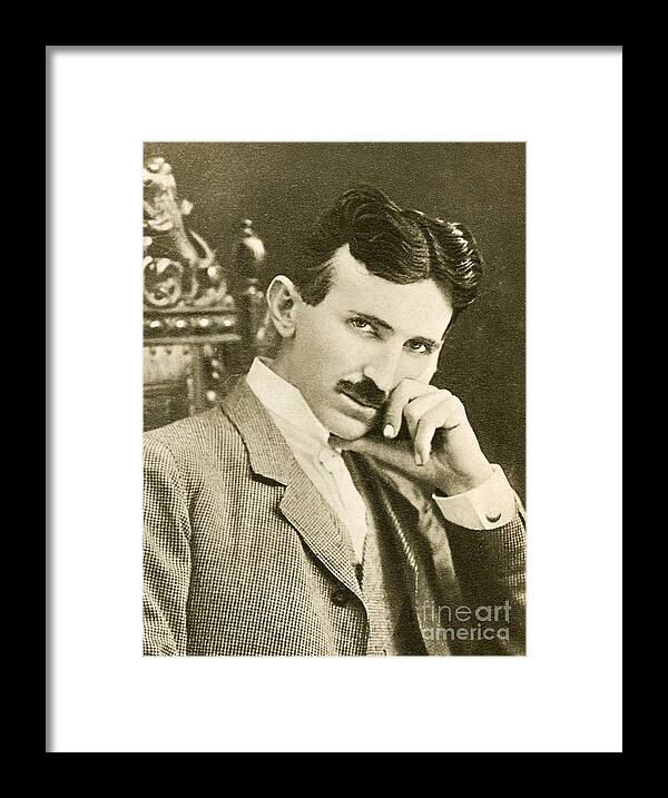 Science Framed Print featuring the photograph Nikola Tesla, Serbian-american Inventor by Photo Researchers