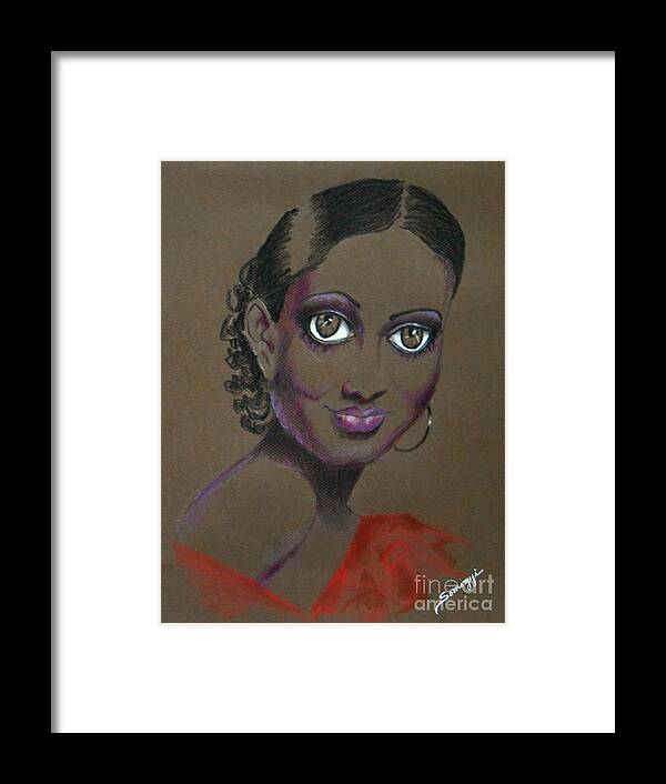 African-american Framed Print featuring the drawing Nina Mae -- African-American Actress Portrait by Jayne Somogy