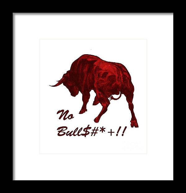 Bull Framed Print featuring the painting No Bullshit by Konni Jensen