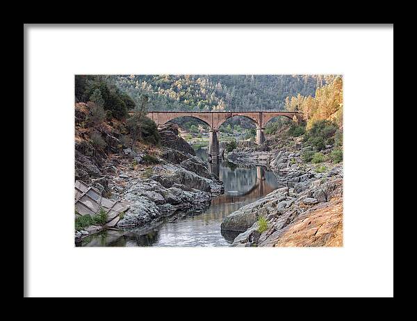 American River Framed Print featuring the photograph No Hands Bridge by Robin Mayoff