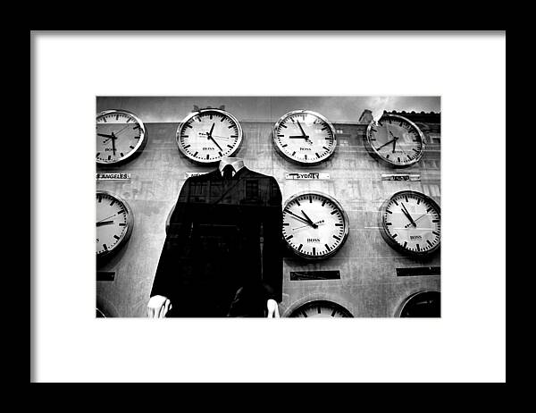 Jezcself Framed Print featuring the photograph No Head For Time Man by Jez C Self