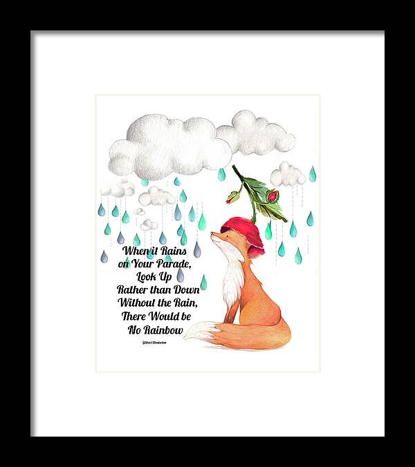 Red Fox Framed Print featuring the digital art No Rain on my Parade by Colleen Taylor