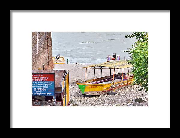 Boat Framed Print featuring the photograph No Swimming - Rishikesh India by Kim Bemis