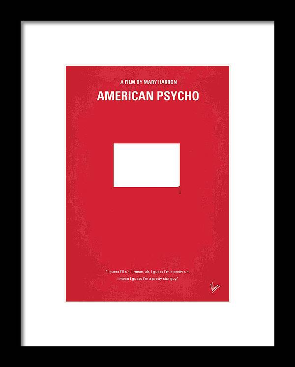 American Psyhco Framed Print featuring the digital art No005 My American Psyhco minimal movie poster by Chungkong Art