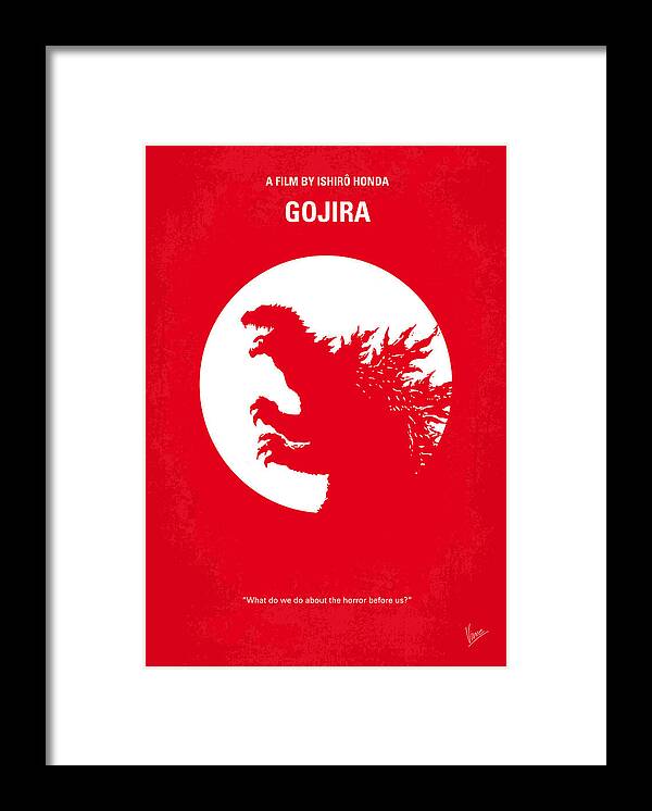 Godzilla Framed Print featuring the digital art No029-1 My Godzilla 1954 minimal movie poster by Chungkong Art