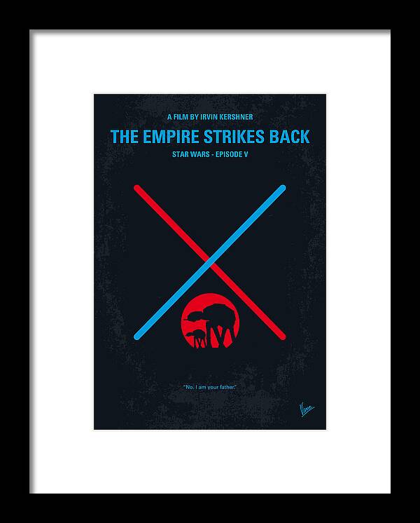 Star Framed Print featuring the digital art No155 My STAR WARS Episode V The Empire Strikes Back minimal movie poster by Chungkong Art