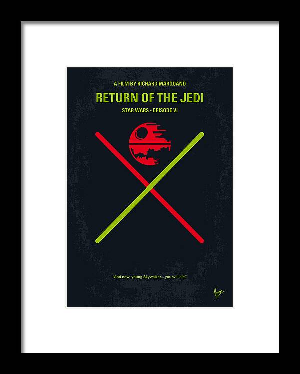 Star Framed Print featuring the digital art No156 My STAR WARS Episode VI Return of the Jedi minimal movie poster by Chungkong Art