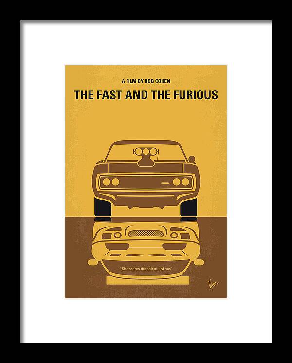 The Fast And The Furious Framed Print featuring the digital art No207 My The Fast and the Furious minimal movie poster by Chungkong Art