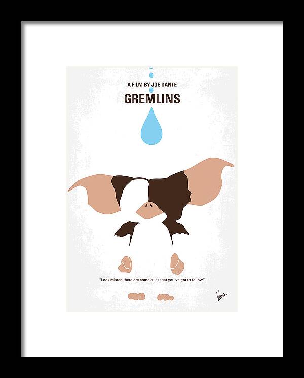 Gremlins Framed Print featuring the digital art No451 My Gremlins minimal movie poster by Chungkong Art