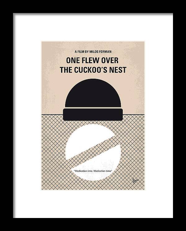 One Flew Over The Cuckoos Nest Framed Print featuring the digital art No454 My One Flew Over the Cuckoos Nest minimal movie poster by Chungkong Art