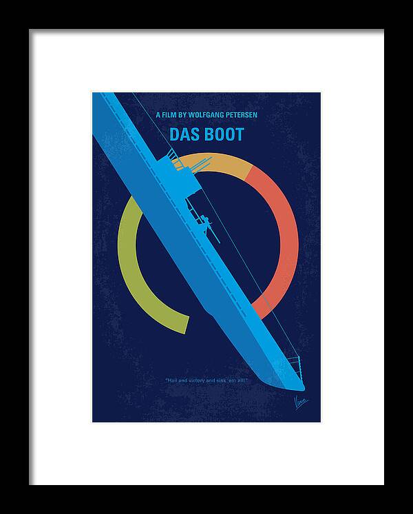 Das Boot Framed Print featuring the digital art No553 My Das Boot minimal movie poster by Chungkong Art