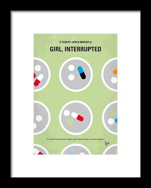 Girl Interrupted Framed Print featuring the digital art No564 My Girl Interrupted minimal movie poster by Chungkong Art
