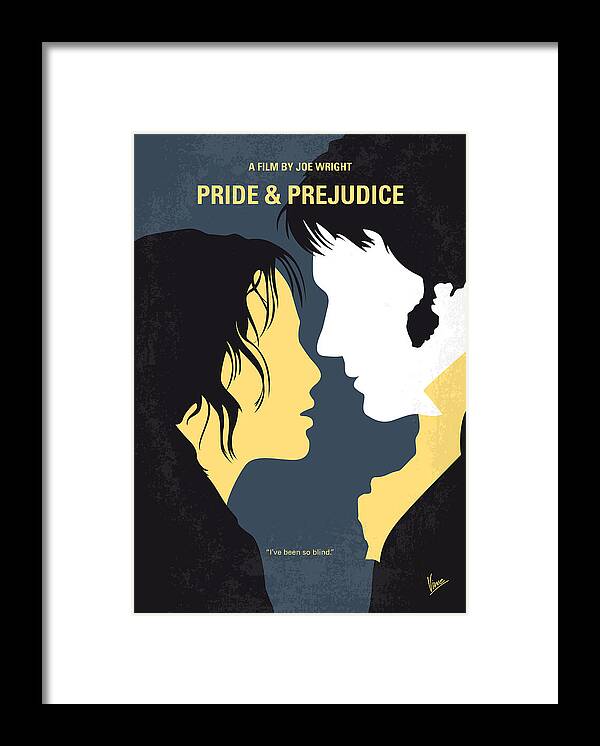 Pride And Prejudice Framed Print featuring the digital art No584 My Pride and Prejudice minimal movie poster by Chungkong Art