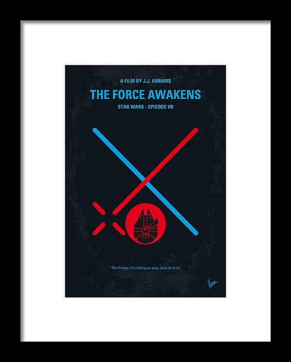 Star Wars Episode Vii The Force Awakens Framed Print featuring the digital art No591 My STAR WARS Episode VII THE FORCE AWAKENS minimal movie poster by Chungkong Art