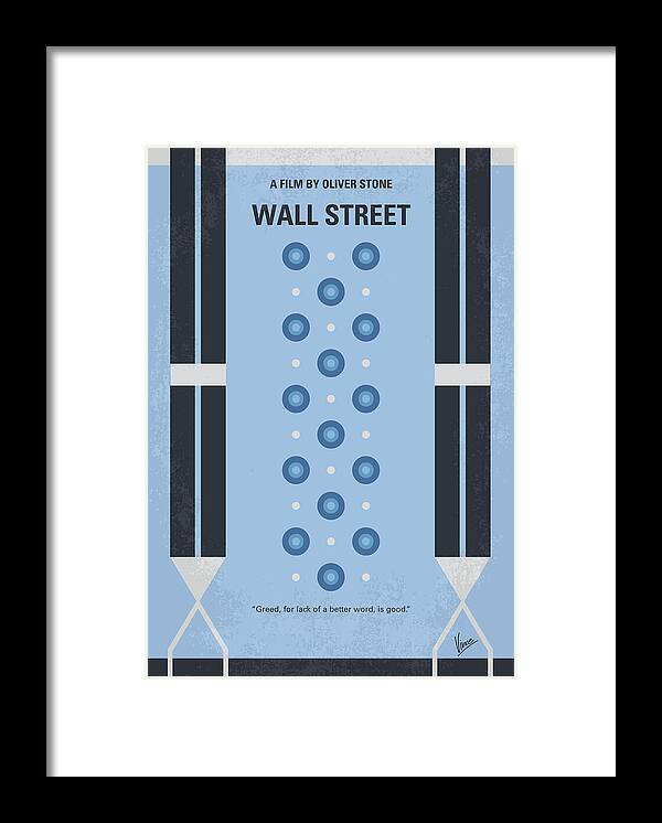 Wall Street Framed Print featuring the digital art No683 My Wall street minimal movie poster by Chungkong Art
