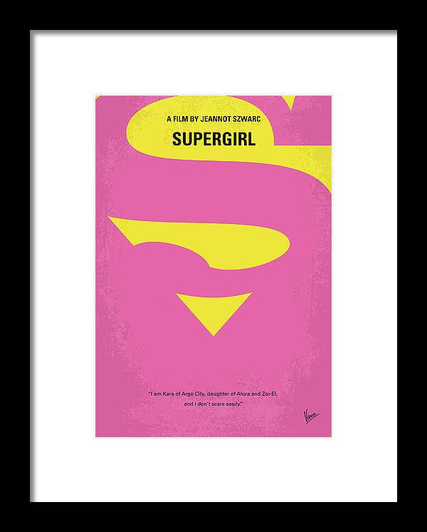 Supergirl Framed Print featuring the digital art No720 My SUPERGIRL minimal movie poster by Chungkong Art