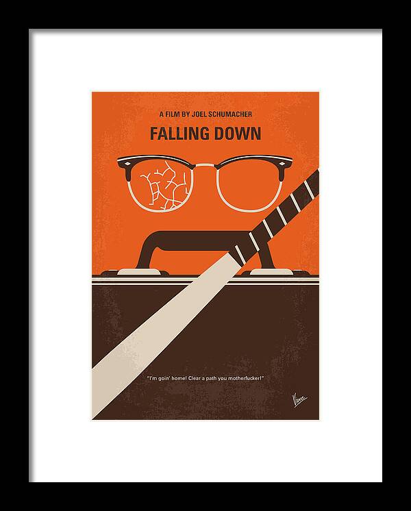 Falling Down Framed Print featuring the digital art No768 My Falling Down minimal movie poster by Chungkong Art