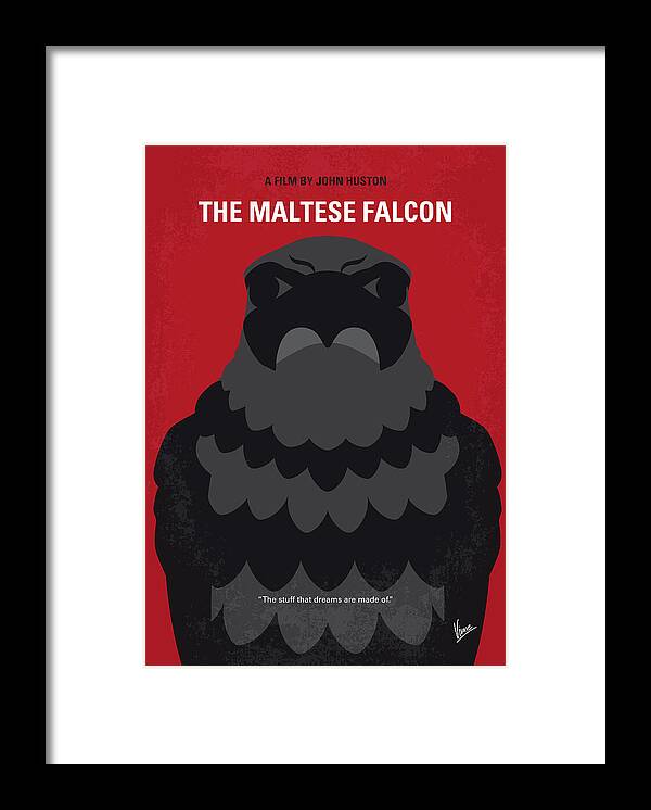 The Maltese Falcon Framed Print featuring the digital art No780 My The Maltese Falcon minimal movie poster by Chungkong Art