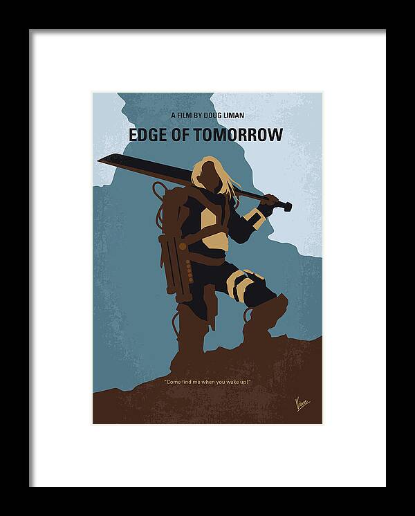 Edge Of Tomorrow Framed Print featuring the digital art No790 My Edge of Tomorrow minimal movie poster by Chungkong Art
