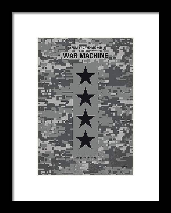 War Machine Framed Print featuring the digital art No817 My War Machine minimal movie poster by Chungkong Art