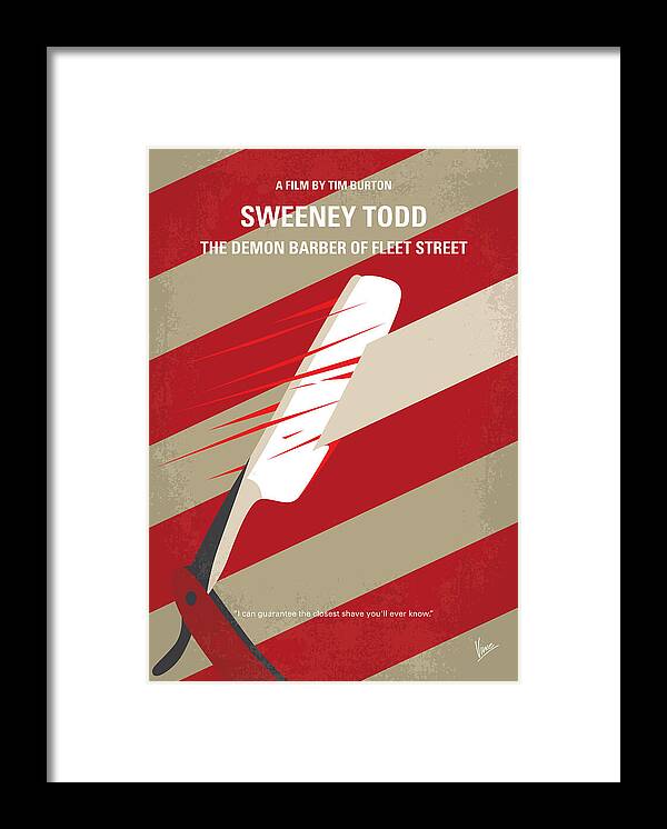 Sweeney Todd Framed Print featuring the digital art No849 My Sweeney Todd minimal movie poster by Chungkong Art