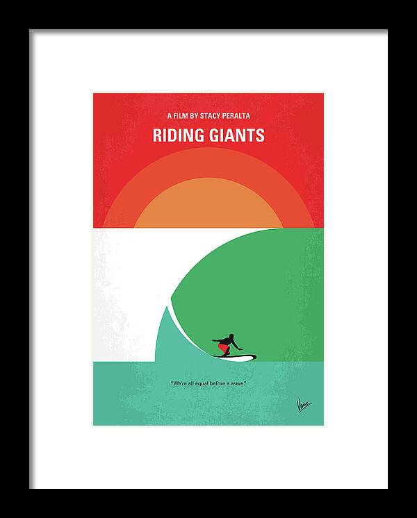 Riding Giants Framed Print featuring the digital art No915 My Riding Giants minimal movie poster by Chungkong Art