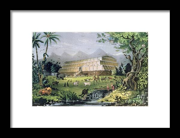 Noahs Ark Framed Print featuring the painting Noahs Ark by Currier and Ives