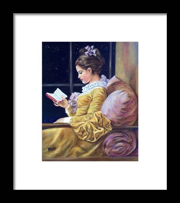 Reading Painting Framed Print featuring the painting Nocturne inspired by Fragonard by Dr Pat Gehr