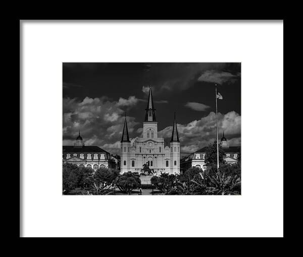New Orleans Framed Print featuring the photograph NOLA - St. Louis Cathedral 001 BW by Lance Vaughn