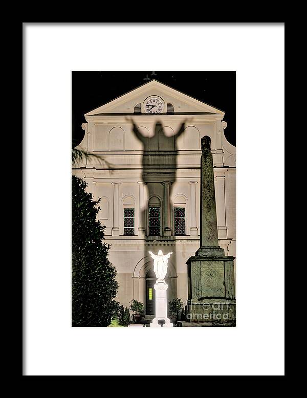 Nola Framed Print featuring the photograph NOLA Touchdown Jesus by Izet Kapetanovic