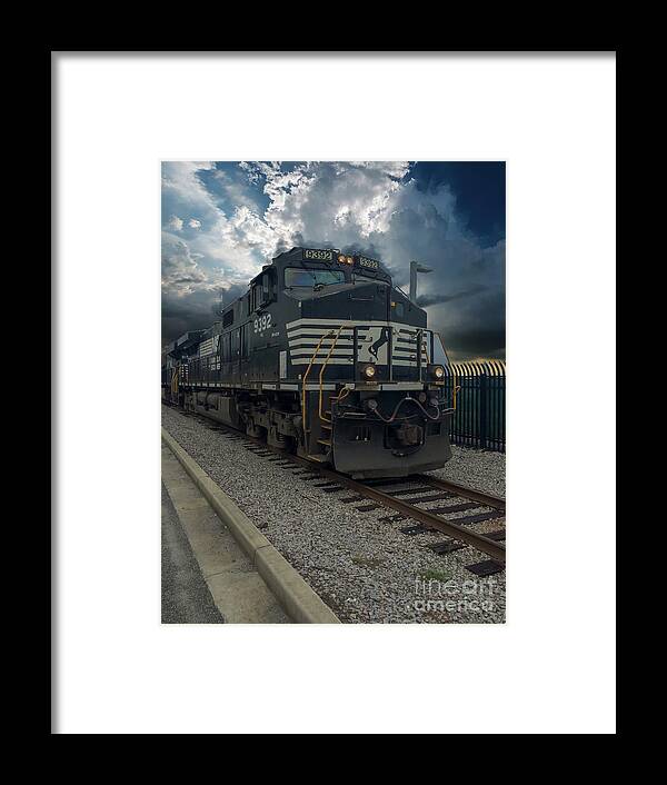 Train Framed Print featuring the photograph Norlfolk Southern 9392 entering the Port of Charleston by Dale Powell