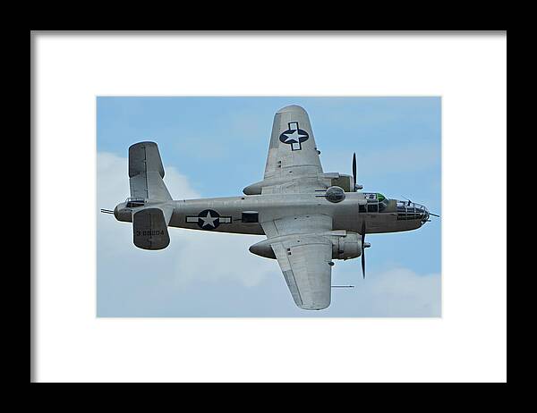 Airplane Framed Print featuring the photograph North American B-25J Mitchell N9856C Pacific Princess Chino California April 30 2016 by Brian Lockett