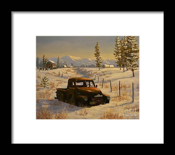47 Chevy Pickup Framed Print featuring the painting North Idaho Yard Art by Paul K Hill