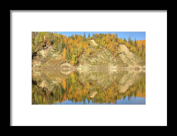 Autumn Framed Print featuring the photograph North Saskatchewan River Reflections by Jim Sauchyn