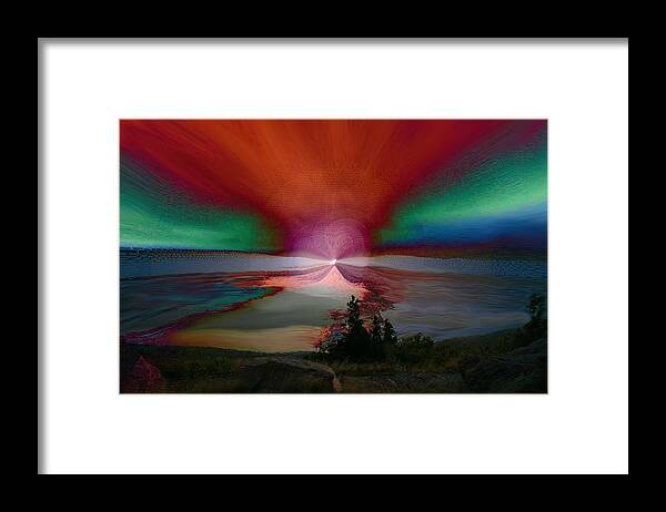Digital Painting Framed Print featuring the photograph Northern Lights by Linda Sannuti