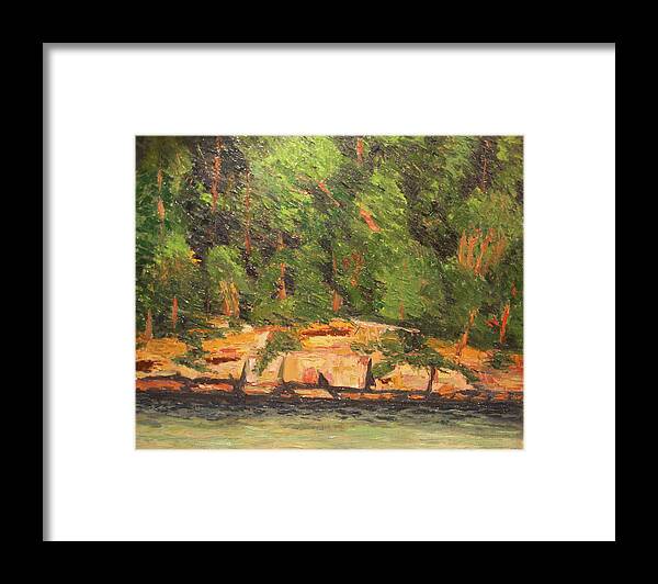Landscape Framed Print featuring the painting Northwest Rocky Coast by Stan Chraminski