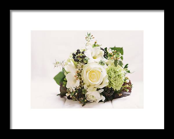 Bouquet Framed Print featuring the photograph Nosegay bouquet with white rose by Matthias Hauser