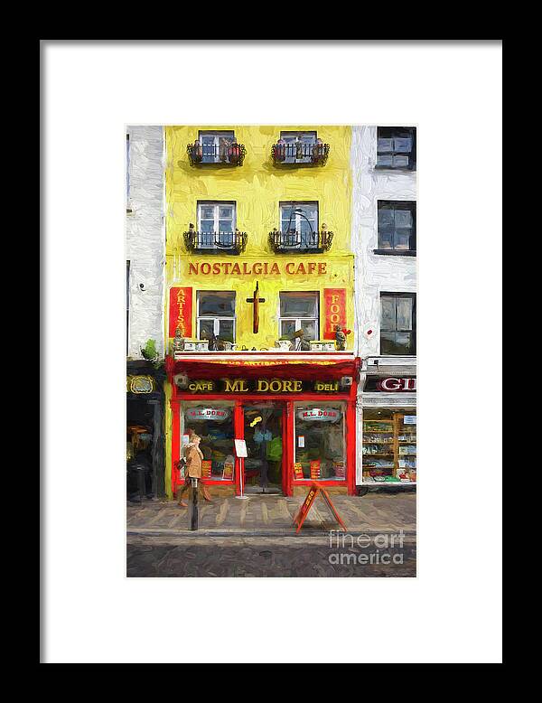 Kilkenny Framed Print featuring the digital art Nostalgia Cafe by Les Palenik