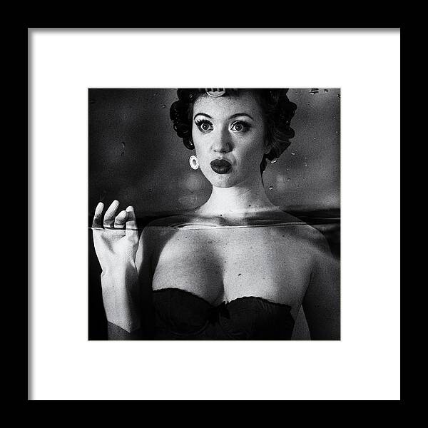 Woman Framed Print featuring the photograph Not Drowning, Waving by Mel Brackstone