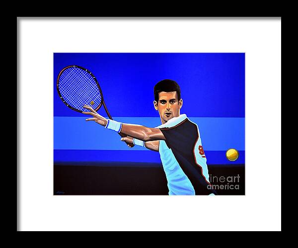 Novak Djokovic Framed Print featuring the painting Novak Djokovic by Paul Meijering
