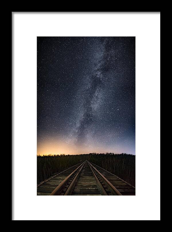 Astrophotography Framed Print featuring the photograph November Milky Way from the Pass Lake Train Trestle, Take 1 by Jakub Sisak